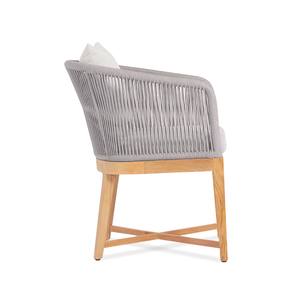 Chaise de salle à manger extérieure en bois de teck de style minimaliste avec corde adaptée aux chaises de restaurant, à la villa d'hôtel et au bar - Product Image 3