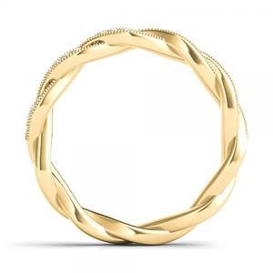 แหวนแต่งงานทองคำ 14k สีเหลืองประดับเพชร 0.20 กะรัต ดีไซน์เกลียว - Product Image 2