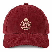 Casquette de baseball non structurée personnalisée en velours côtelé à 6 panneaux, brodée, à calotte souple, avec boucle métallique, style vintage, décontractée, pour l'extérieur, unisexe