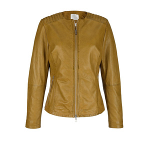 แจ็กเก็ตหนัง Nappa สำหรับผู้หญิงมาใหม่เสื้อแจ็กเก็ตมอเตอร์ไซค์พร้อมคอเสื้อแขนยาวกระเป๋าตรงมา2023 - Product Image 1