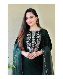 Heavy Designer Premium Quality Fully Stitched Heavy Viscose <b>Velvet</b> Top and Bottom With 5mm Embroidery Sequence Work Sleeve - Product Image 6