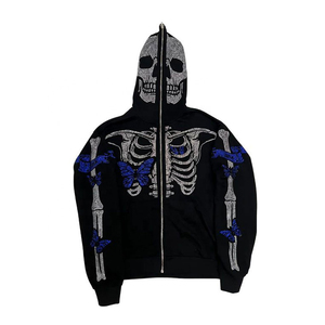 Sweat à capuche personnalisé en éponge française Sweats surdimensionnés vintage pour hommes 100% coton avec logo en strass Streetwear Tissu polaire - Product Image 6