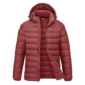 Chaqueta hinchada ligera empacable para hombre con capucha desmontable Abrigo de invierno aislado resistente al agua con puños elásticos - Product Image 1