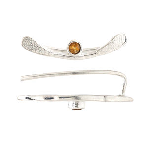 Pendientes escaladores de Plata de Ley 925 con citrino mínimo de forma personalizada, Perla de diamante chapada en oro, regalo impresionante, joyería, precio de fábrica - Product Image 1