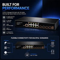 L3 Yönetilebilir Akıllı 12 Portlu Gigabit 4 SFP+ 10G Uplink 150W SNMP RIP DHCP VLAN QoS ACL IPv6 PoE Switch, IP Kamera CCTV NVR için