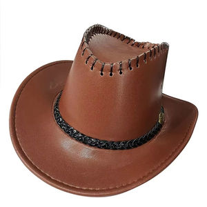Chapeaux de cowboy en cuir de haute qualité, tressés, résistants à l'eau, vente en gros, approvisionnement en vrac, étiquette privée, chapeaux western pour hommes, ODM OEM - Product Image 4
