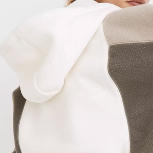 100% algodón streetwear patchwork cremallera Sudadera con capucha logotipo personalizado bordado logotipo impreso sudaderas con capucha transpirable crop top mujeres suéteres - Product Image 6