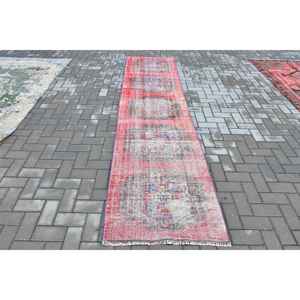 Vintage Rug, <b>Runner</b> 2.6x10.6 ft Rug, <b>Red</b> Floral Rug - Product Image 1
