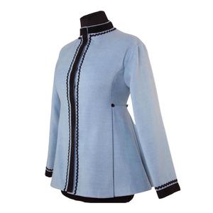 Ceci est un J.S.S. Veste en cristal noir avec ruban blanc pailleté bleu ciel - Product Image 1