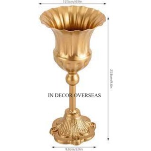 Clear Crystal <b>Beaded</b> Attractive Look Trumpet Flower <b>Vase</b> With Silver Shiny Polished Metal Base Wedding Decoration Accessories - Product Image 2