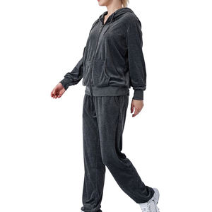 Nouveautés vêtements d'hiver ensemble de survêtements en velours pour femmes ensemble de survêtements en velours uni personnalisé de haute qualité pour femmes - Product Image 6