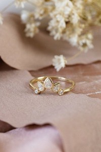 10k or massif poire coupe diamant bague laboratoire cultivé diamant mariage poire coupe Eco diamant bague de fiançailles cadeau pour elle - Product Image 2