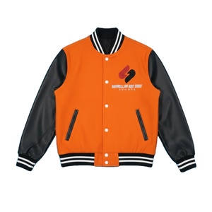 Veste de style universitaire en coton et polyester pour homme, boutons pression, manches en PU, style Letterman - Product Image 1