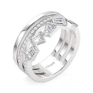 Jeulia Vintage Gold Plated Cluster <b>Ring</b> for Children Irregular Trapezoid Stainless Steel Inlay - Product Image 1
