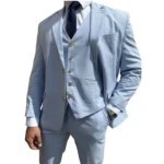 Traje de Negocios de 3 Piezas para Hombre, Corte Slim, Cierre de Cremallera, Transpirable, Blazer, Chaleco y Pantalones, Ropa Formal para Boda - Product Image 3