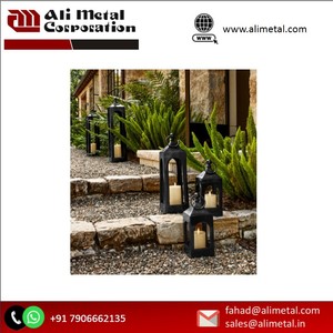 Ferme moderne fait à la main écologique en bois/métal lanterne décorative bougeoir maison salon cheminée Patio Table - Product Image 2