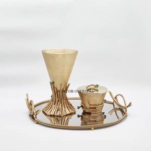 Brûleur d'encens Bakhoor en aluminium moulé à texture fantaisie unique couleur or et argent avec plateau miroir Centre de table pour la maison et l'hôtel - Product Image 5