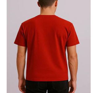 T-shirts unisexes pour hommes en coton 100% rouge décontracté avec impression numérique personnalisée, tissu jersey 180 grammes, logo sur le devant - Product Image 6