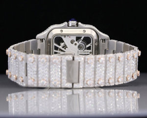 Montre Moissanite VVS personnalisée unisexe, boîtier carré en diamant glacé, design attrayant, cadran en verre, fenêtre, fermoir à boucle de luxe Eta - Product Image 4