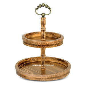 Support à gâteau en bois de créateur fini personnalisé Support à chocolat rond de luxe à deux niveaux Support à chocolat classique et élégant - Product Image 1