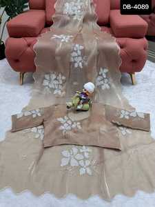 Meilleure vente beau Saree Design moderne Fantaisie soie mousseline de soie Saree pour Festival et mariage porter fil à broder travail Saree - Product Image 6