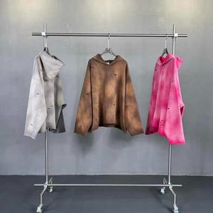 Sweatshirts à capuche en coton épais vintage Fabricant personnalisé 400gsm avec patch de broderie thermique vieilli - Product Image 2