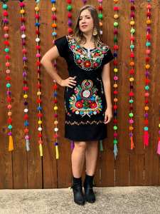 Elegant Women's Cotton Maxi Dress Long <b>Sleeves</b> & Hand Embroidered <b>Lace</b> Stylish Mexican Style Most Elegant Apparels - Product Image 2