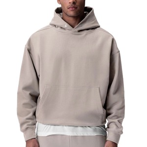 OEM personalizado Plus tamaño 100% algodón alto recortado Boxy Sudadera con capucha botón cuello alta visibilidad sudaderas con capucha DDP envío - Product Image 1