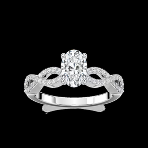 Anillo de Compromiso con Diamante Cultivado en Laboratorio de Corte Ovalado de 1.30 CTW, Diseño de Espiga Trenzada, Oro Sólido de 14K - Product Image 1