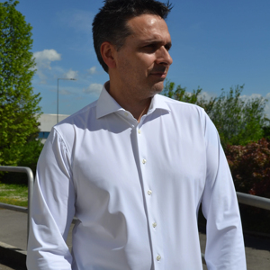 Camicia da uomo di alta qualità 4 vie elasticizzata bianco semplice seguendo <span class=keywords><strong>la</strong></span> tradizione Made in Italy export - Product Image 1