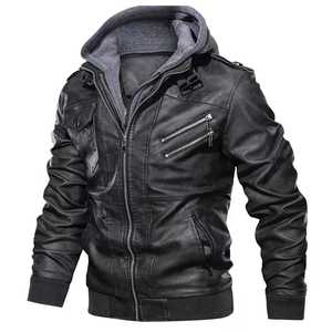 2024 nuevos hombres de cuero de otoño Casual motocicleta PU chaqueta Biker abrigo de cuero para la venta - Product Image 3