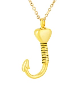 Heart Gold Hook Keepsake Jewelry Stainless Steel Hook Cremation Urn <b>Necklace</b> Pendant <b>Ashes</b> Urn Memorial Unisex Custom Size - Product Image 1