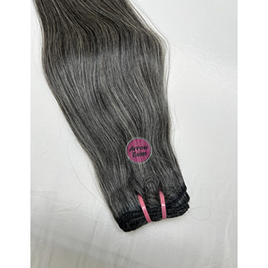 Extensions de cheveux humains gris droit de qualité 12A, mèches vierges Remy indiennes, donneur unique, trame longue durée, commande minimum 1 mèche - Product Image 1