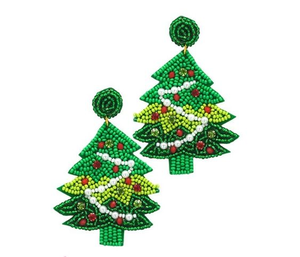 Pendientes de árbol de Navidad personalizados, joyería de cuentas de semillas, accesorios de vacaciones, pendientes de cuentas festivas, joyería, pendientes de Navidad, rojo y verde - Product Image 2