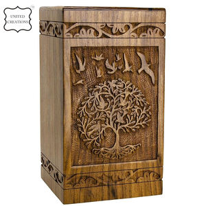 Caja de urna de madera tallada a mano Indian Glance para cenizas de adultos Urna de cremación funeraria conmemorativa con hermoso diseño Suministros funerarios - Product Image 6