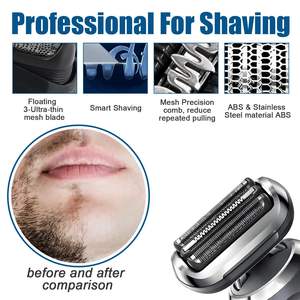 Paquete de 3 cabezales de afeitado de repuesto de doble cuchilla compatibles con la afeitadora eléctrica para hombre, color plateado, para uso facial - Product Image 5