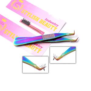 Pinzas Curvas y Rectas para Pestañas, Herramientas Profesionales para Extensión de Pestañas, Pinzas de Acero Inoxidable para Volumen, Fabricante Mayorista - Product Image 2