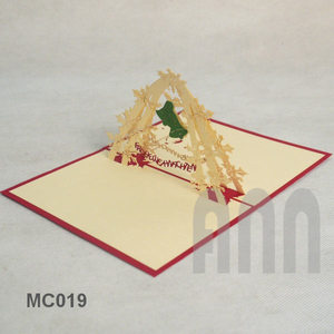 Tarjetas de Navidad 3D personalizadas hechas a mano, campanas de Feliz Navidad, recuerdo de Año Nuevo, impresión Offset, tarjetas de felicitación, Vietnam mate - Product Image 2
