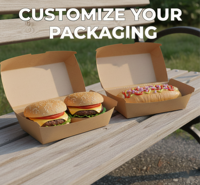 Boîtes à hamburgers en papier kraft imprimées sur mesure |   Emballage jetable pour hamburger à emporter, à compartiment simple ou double