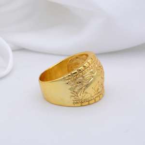 <b>Elephant</b> Tribal Brass Ring 18k Gold Plated Texture Band Wholesale Women Ring - Product Image 6