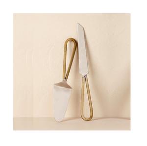 Juego de Cuchillo y Servidor para Pastel de Acero Hecho a Mano con Diseño Decorativo para Mesa, Cortador de Pastel y Pizza a Bajo Precio - Product Image 4