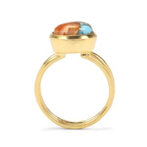 Anillo de Turquesa Multicolor con Corte Ovalado, Chapado en Oro, Plata de Ley, Joyería Fina Estilo Boho - Product Image 3