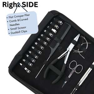 <b>Hair</b> <b>Extension</b> Tools Kit with Tape-In Plier <b>Bead</b> Crimping & Microlink Remover plier Flat Crimper Loop Hook Clips Scissor Needles - Product Image 4