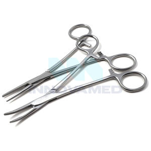 Pinzas hemostáticas Kelly rectas y curvas de acero inoxidable, abrazaderas de bloqueo, juego de instrumentos quirúrgicos manuales reutilizables, soporte en línea - Product Image 1