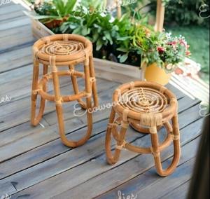 Tabouret en rotin naturel et durable respectueux de l'environnement, parfait pour la salle à manger, le salon, l'hôtel, les bureaux, la décoration d'un immeuble, la console en incrustation d'os - Product Image 5