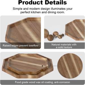 Le plateau de service en bois octogonal de qualité supérieure ajoute de la chaleur à la configuration de la cuisine pour un usage quotidien et des occasions spéciales - Product Image 5