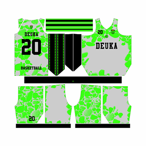 Ensemble de maillots et shorts de basketball sans manches 100 % polyester, personnalisables avec nom et numéro par sublimation – Prix de gros - Product Image 2