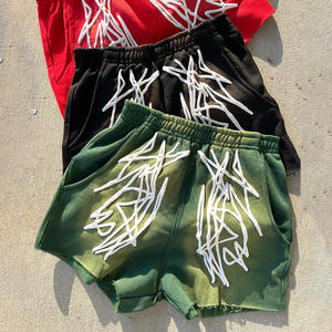 Personnalisé unisexe Vintage solide High Street 100% coton éponge Shorts respirant écologique bouffée impression toile tissu haut - Product Image 5