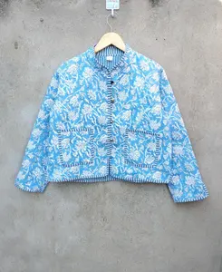 แจ็คเก็ตบุผ้าคอตตอนสไตล์ใหม่สำหรับผู้หญิงพิมพ์ลายโบฮีเมียนขนาด XL ด้านหน้าเปิดชุดกิโมโนแขนสั้นฤดูใบไม้ร่วง/ฤดูหนาว - Product Image 3