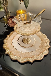 Plateau de service en résine fonctionnel et élégant avec poignées pour une utilisation facile Plateau de service en résine Plateau de service pour le petit déjeuner pour la décoration intérieure - Product Image 4